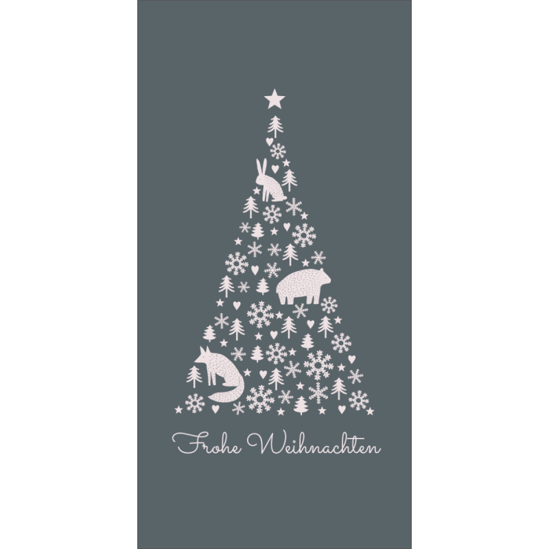 Weihnachtskarte in Grau mit Weihnachtsbaum L-DIN Hochformat